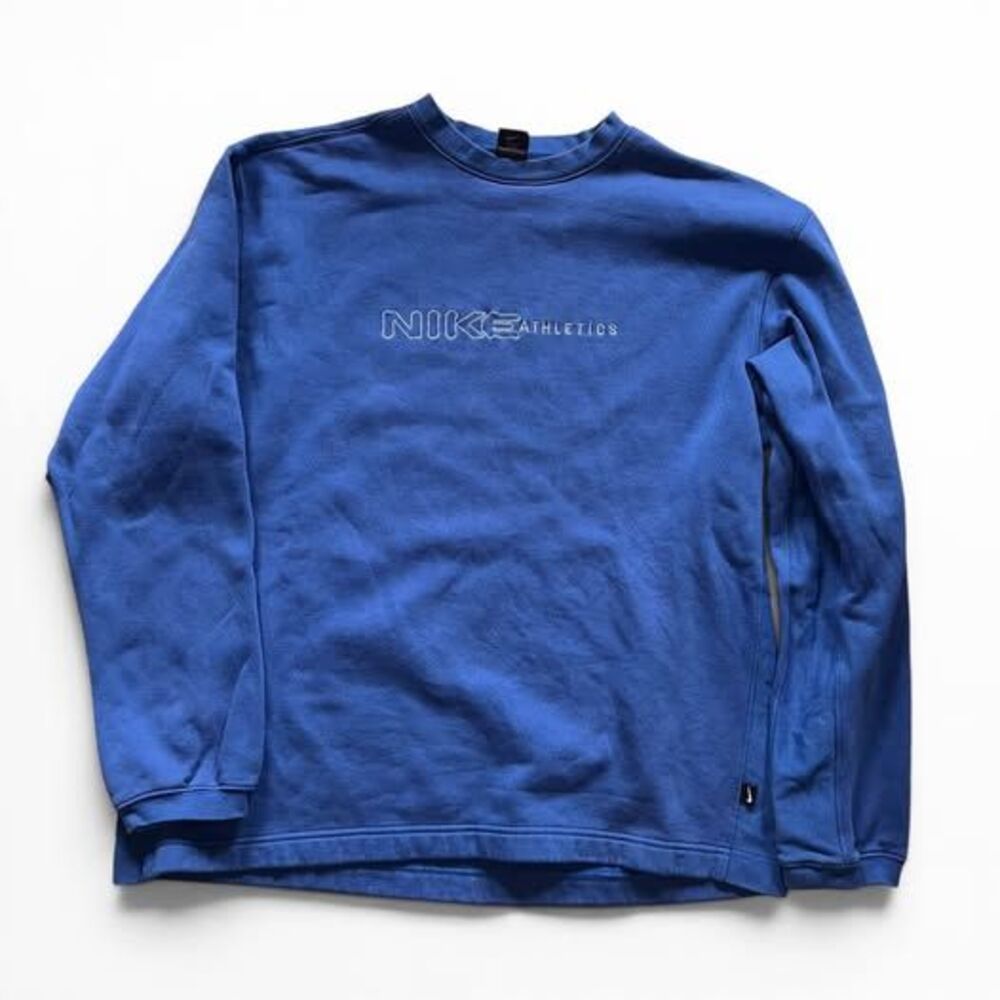 Vintage Nike Athletics Crewneck Sweatshirt XXL Blue Embroidered 90s Y2K Supreme
